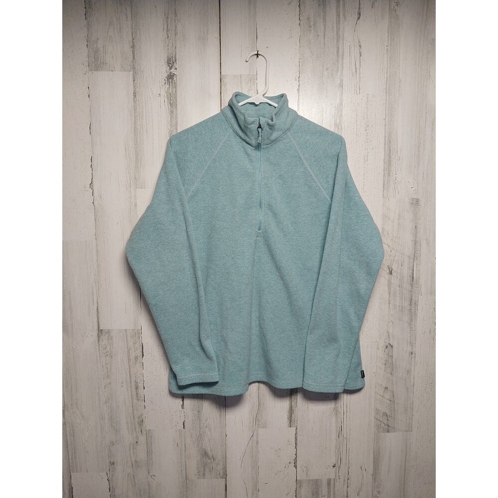 Eddie Bauer Sweatshirt Womens Large Solid Blue Fleece Pullover Zipper Ladies